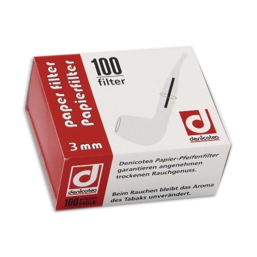 Denicotea Pfeifenfilter Filter 3mm 100 Stück Schachtel