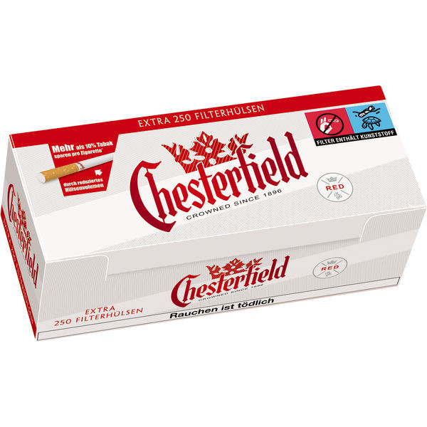 Chesterfield Filterhülsen Extra Red 250 Stück Packung