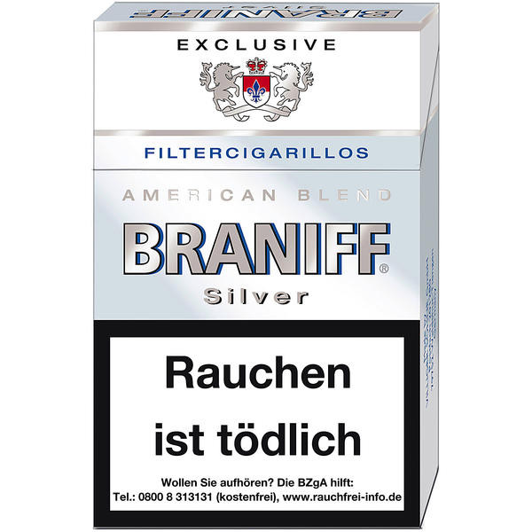 Braniff Zigarillos Naturdeckblatt Exklusive Silver Original Pack