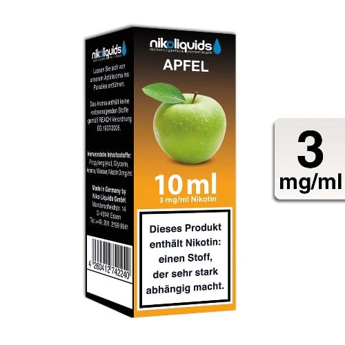 E-Liquid NIKOLIQUIDS Apfel 3 mg